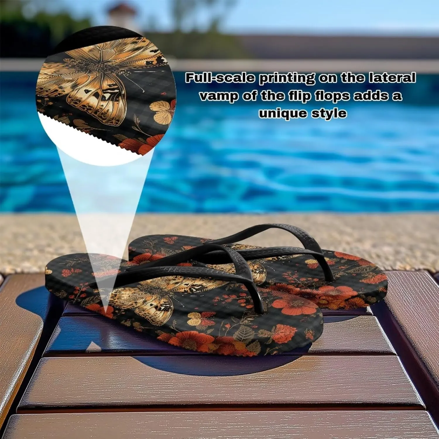 Women's Butterfly Dragonfly Flip Flop Thong Sandal Yoga Mat Comfortable Beach Pool Walking Slippers