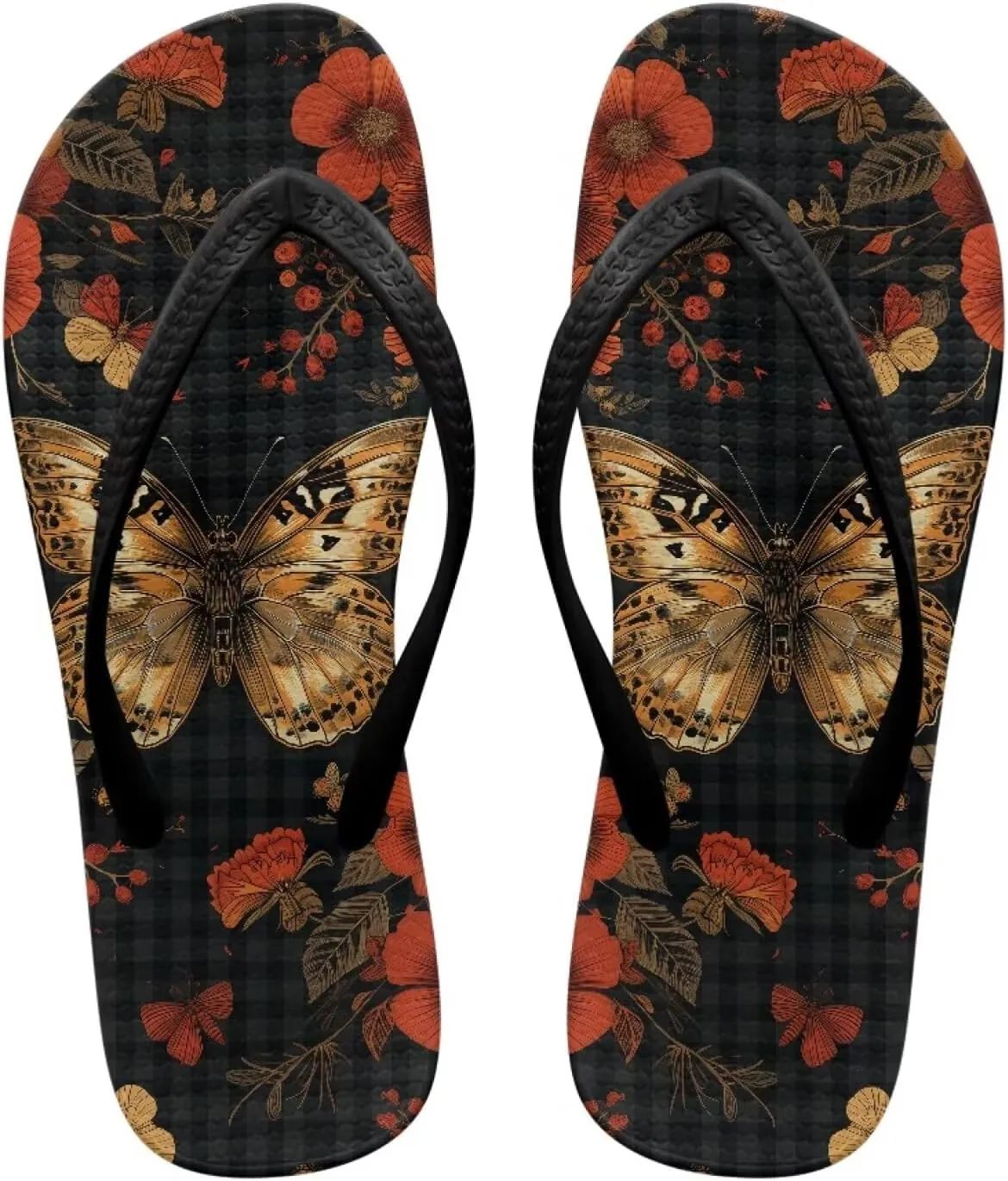 Women's Butterfly Dragonfly Flip Flop Thong Sandal Yoga Mat Comfortable Beach Pool Walking Slippers