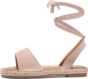 Women's Espadrille Gladiator Flat Sandals,Ladies Tie Up Summer Strappy Open Toe Memory Foam Leather Comfortable Trendy Dressy Casual Holiday Beach Vintage Roman Shoe