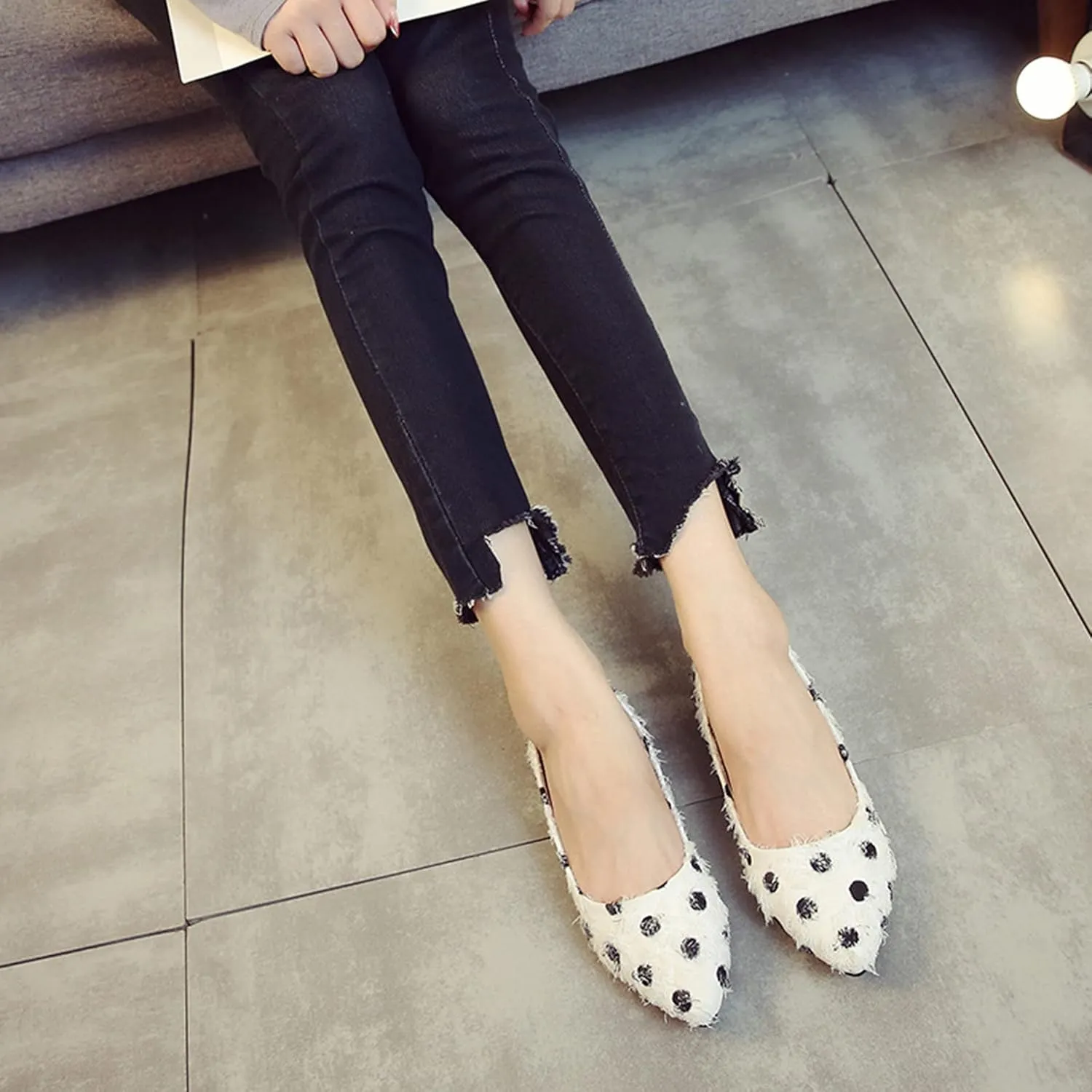 Women's Fashion Pointed Toe Ballets Flat Shoes Casual Simple Slip on Walking Driving Shoes
