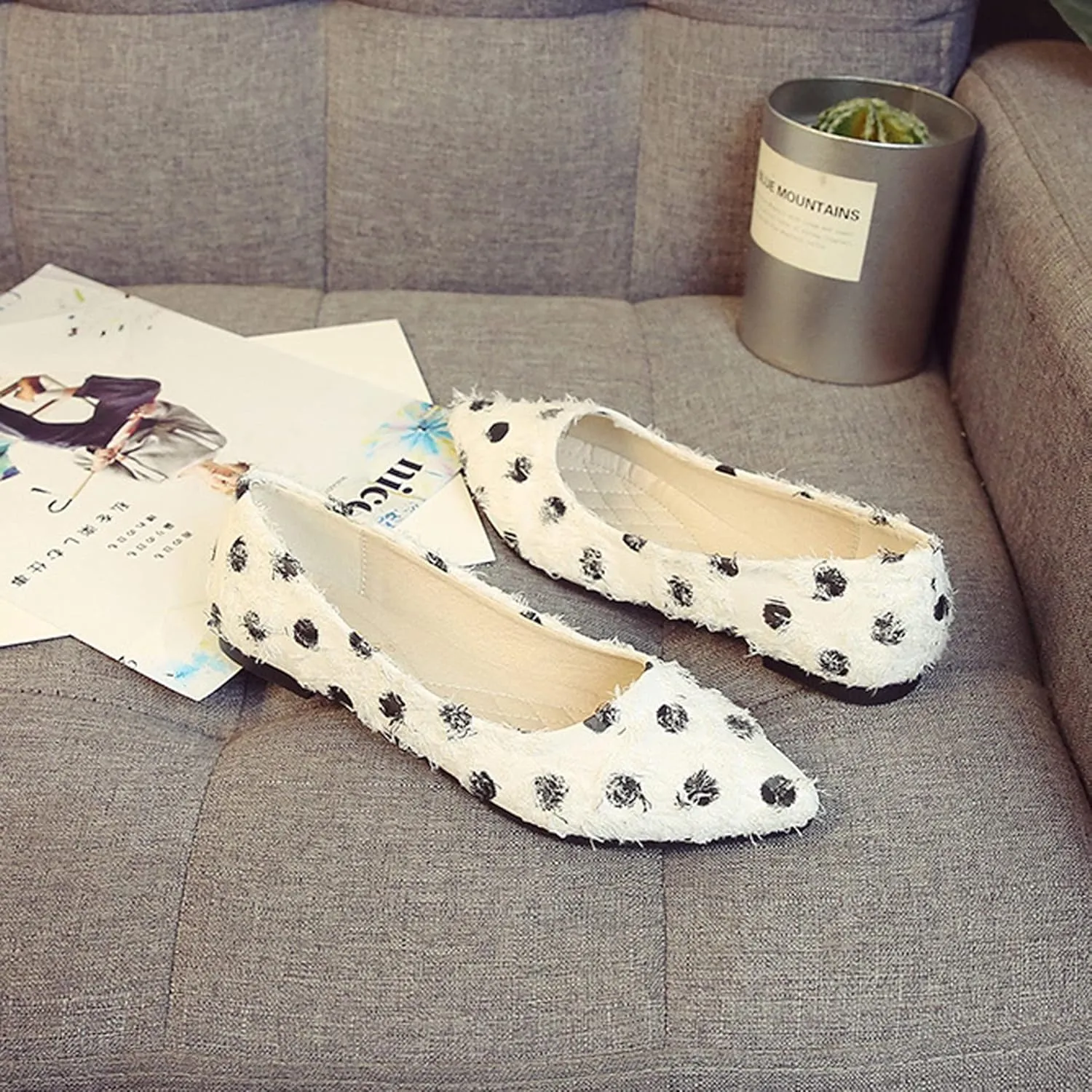 Women's Fashion Pointed Toe Ballets Flat Shoes Casual Simple Slip on Walking Driving Shoes