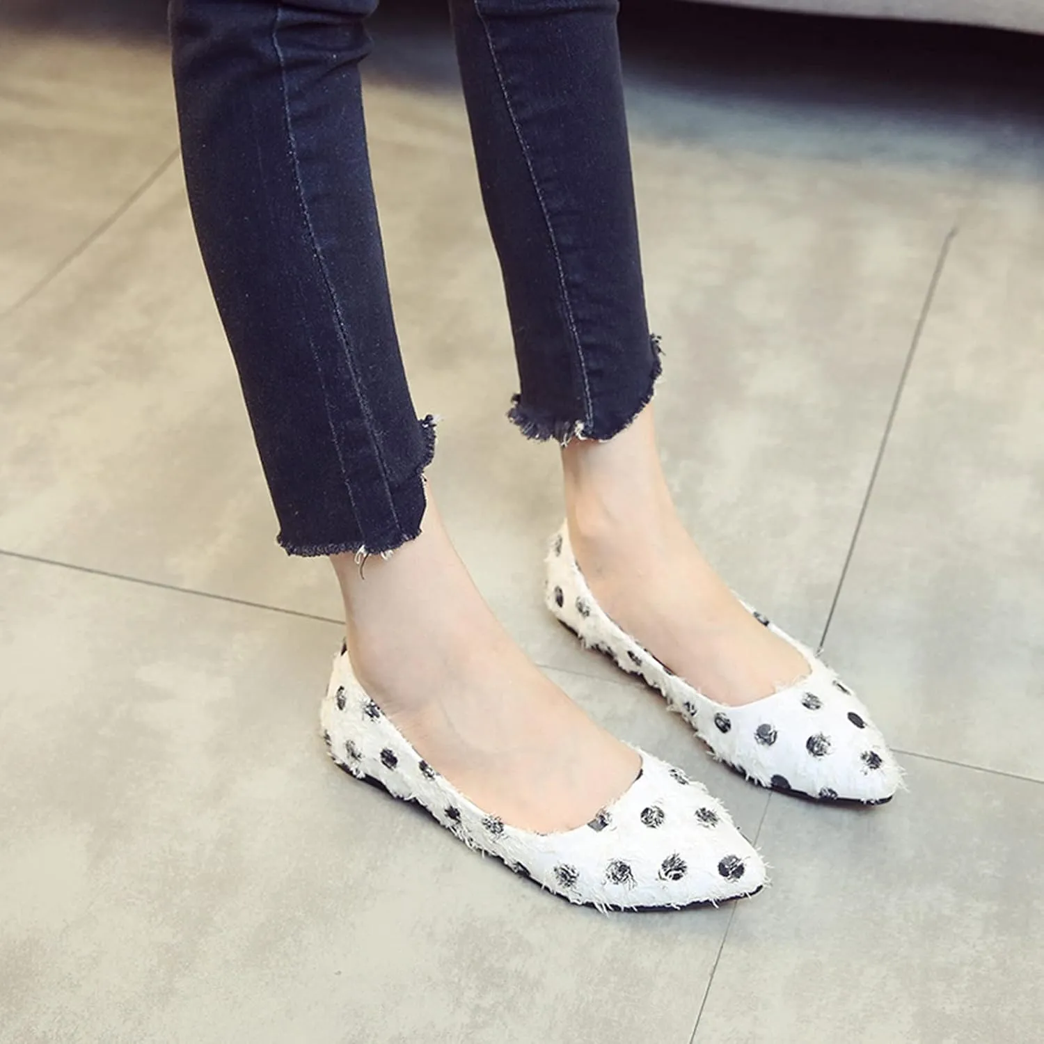 Women's Fashion Pointed Toe Ballets Flat Shoes Casual Simple Slip on Walking Driving Shoes