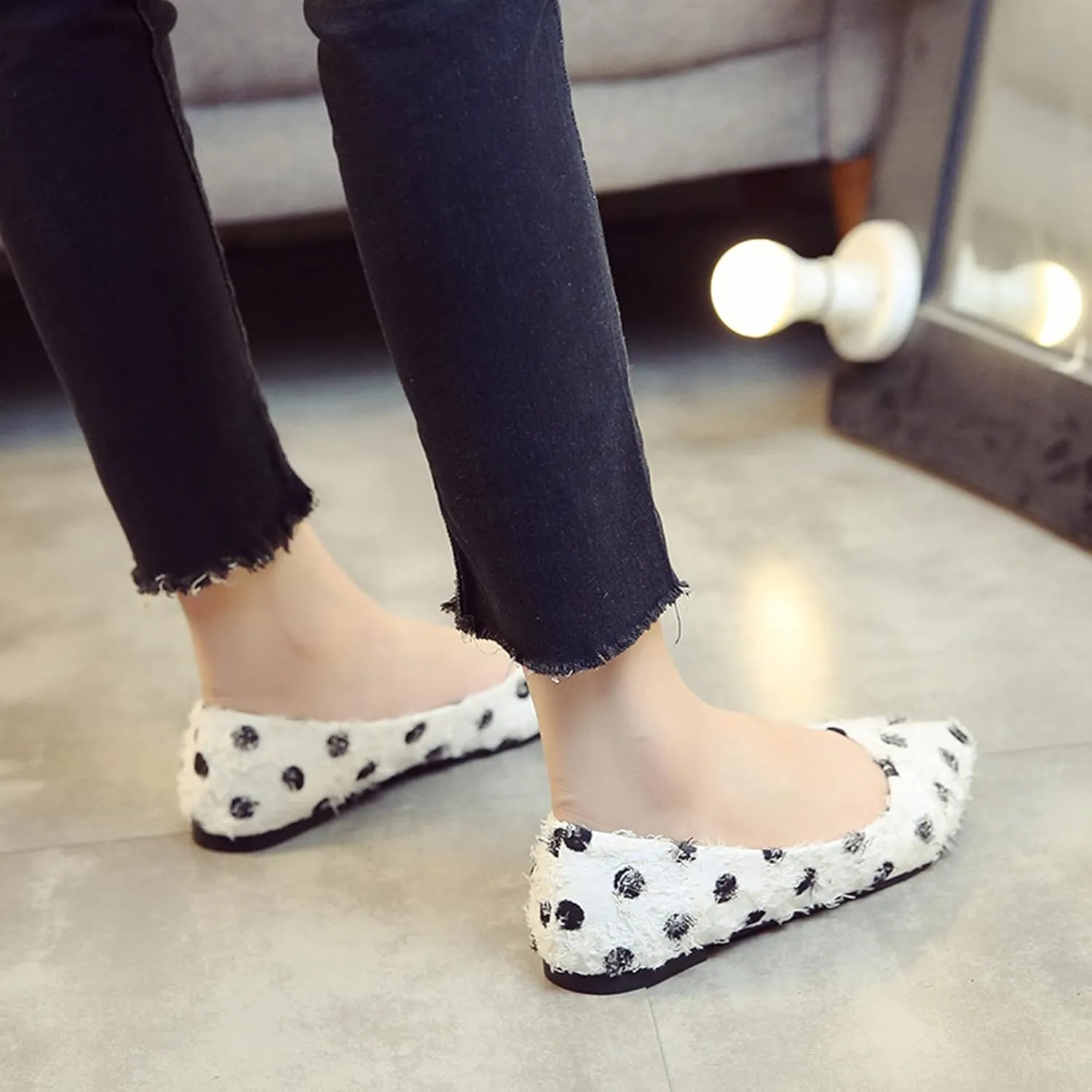 Women's Fashion Pointed Toe Ballets Flat Shoes Casual Simple Slip on Walking Driving Shoes