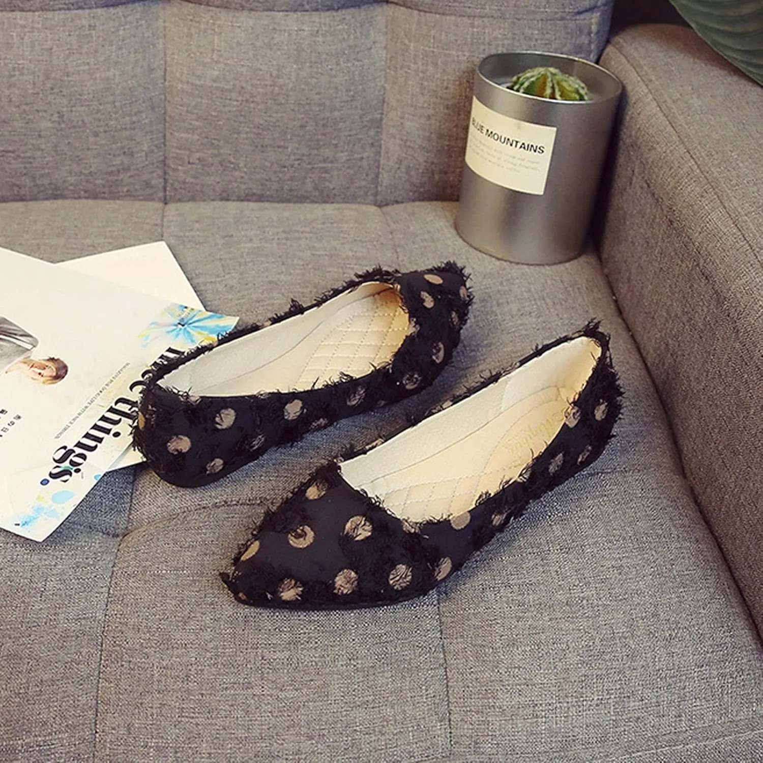 Women's Fashion Pointed Toe Ballets Flat Shoes Casual Simple Slip on Walking Driving Shoes