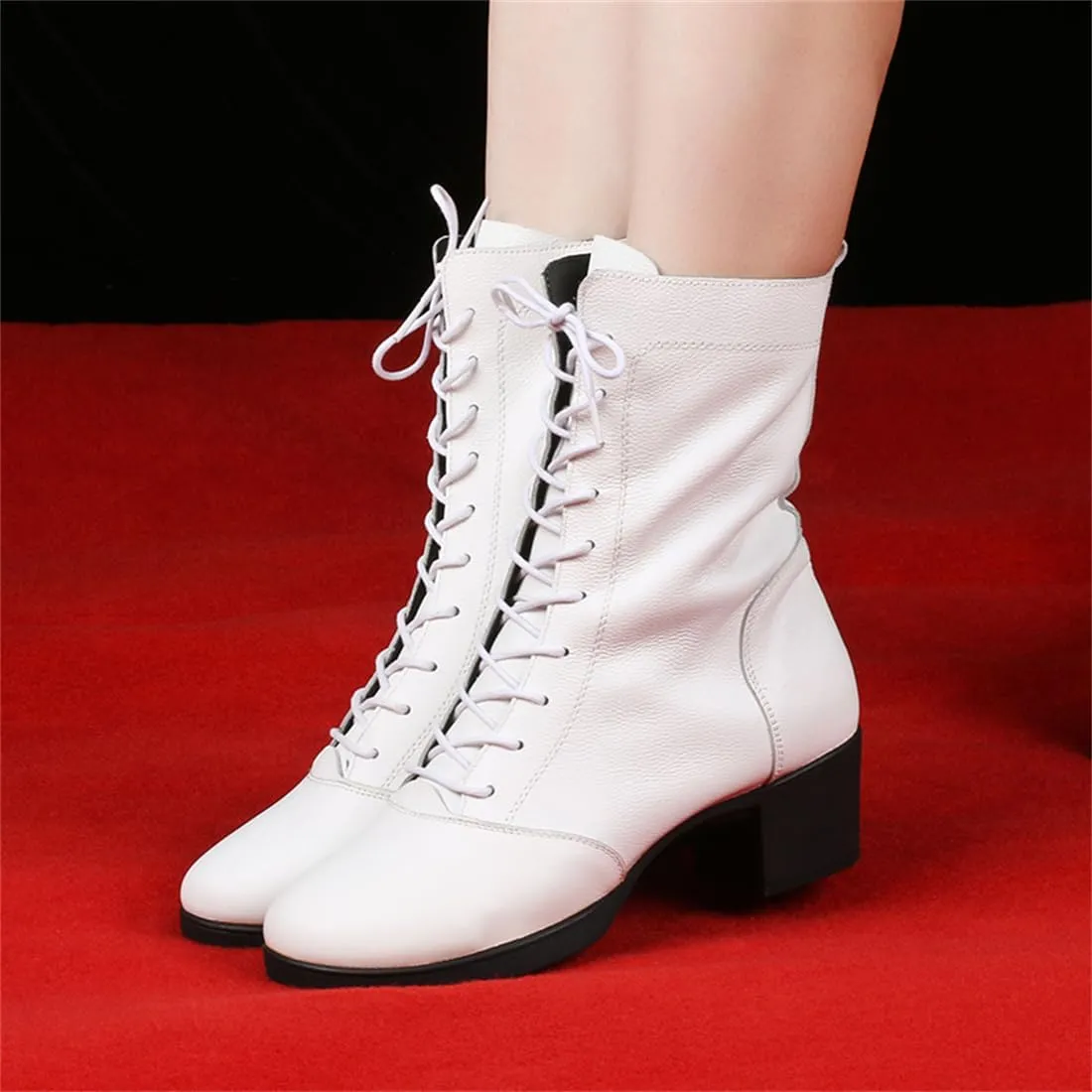 Women's Jazz Boots Leather Dancing Shoes for Girls Ladies Split Sole Casual Dance Shoes