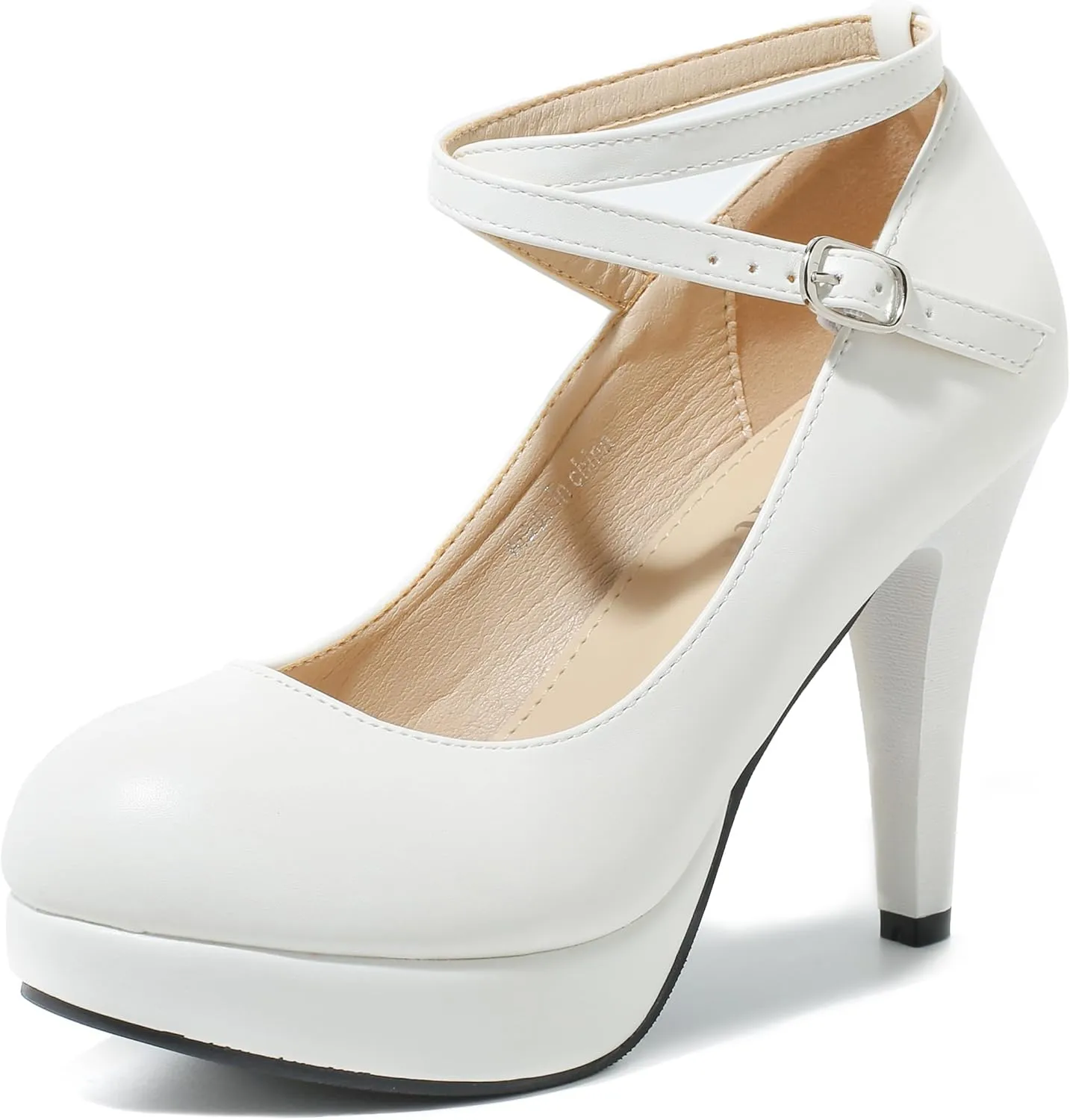 Women's Platform High Heels Closed Toe Pumps Strappy Cross Ankle Strap Shoes