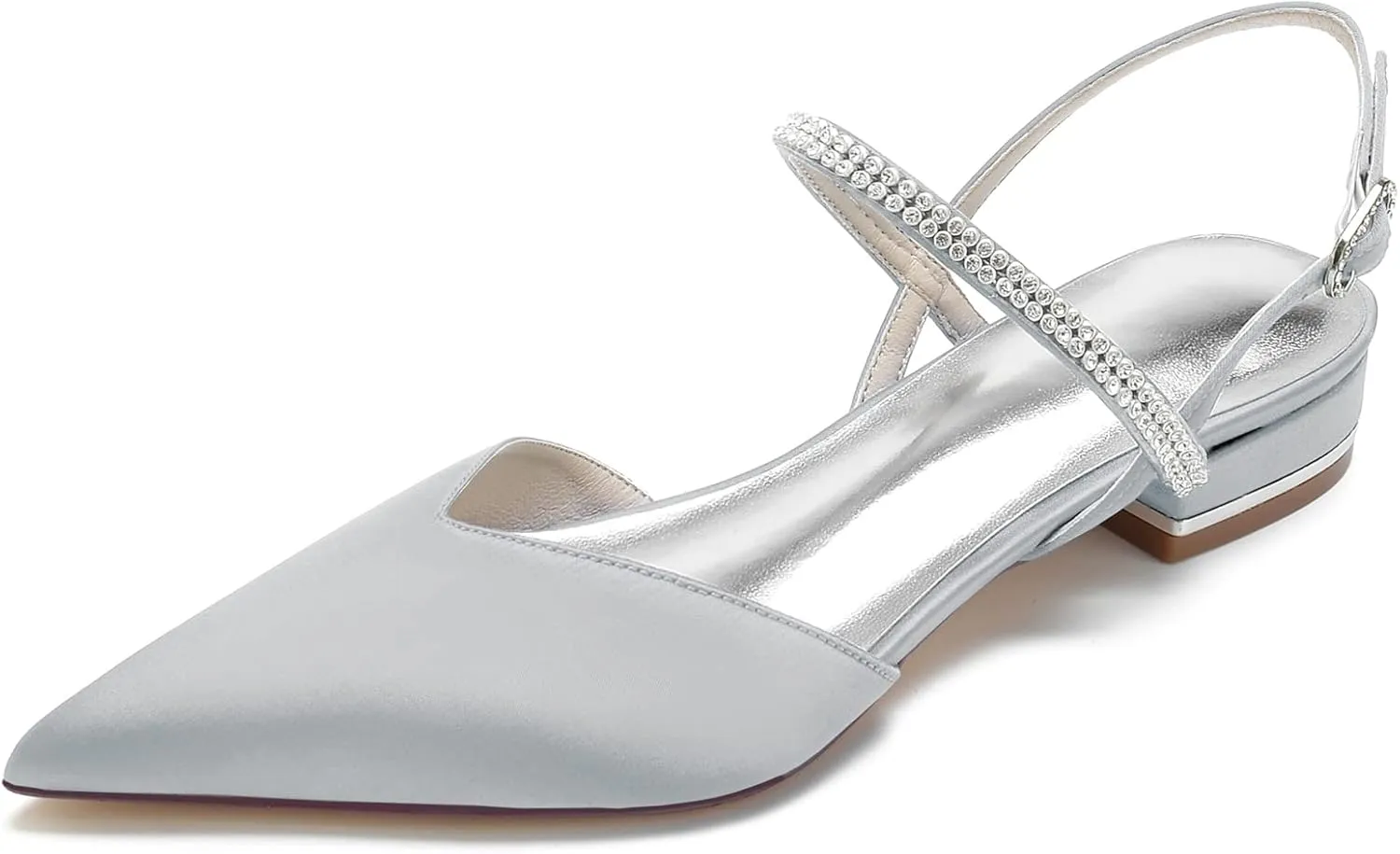 Womens Slingback Flats Shoes for Wedding Bride Comfortable Bridal Shoes,Silver,7