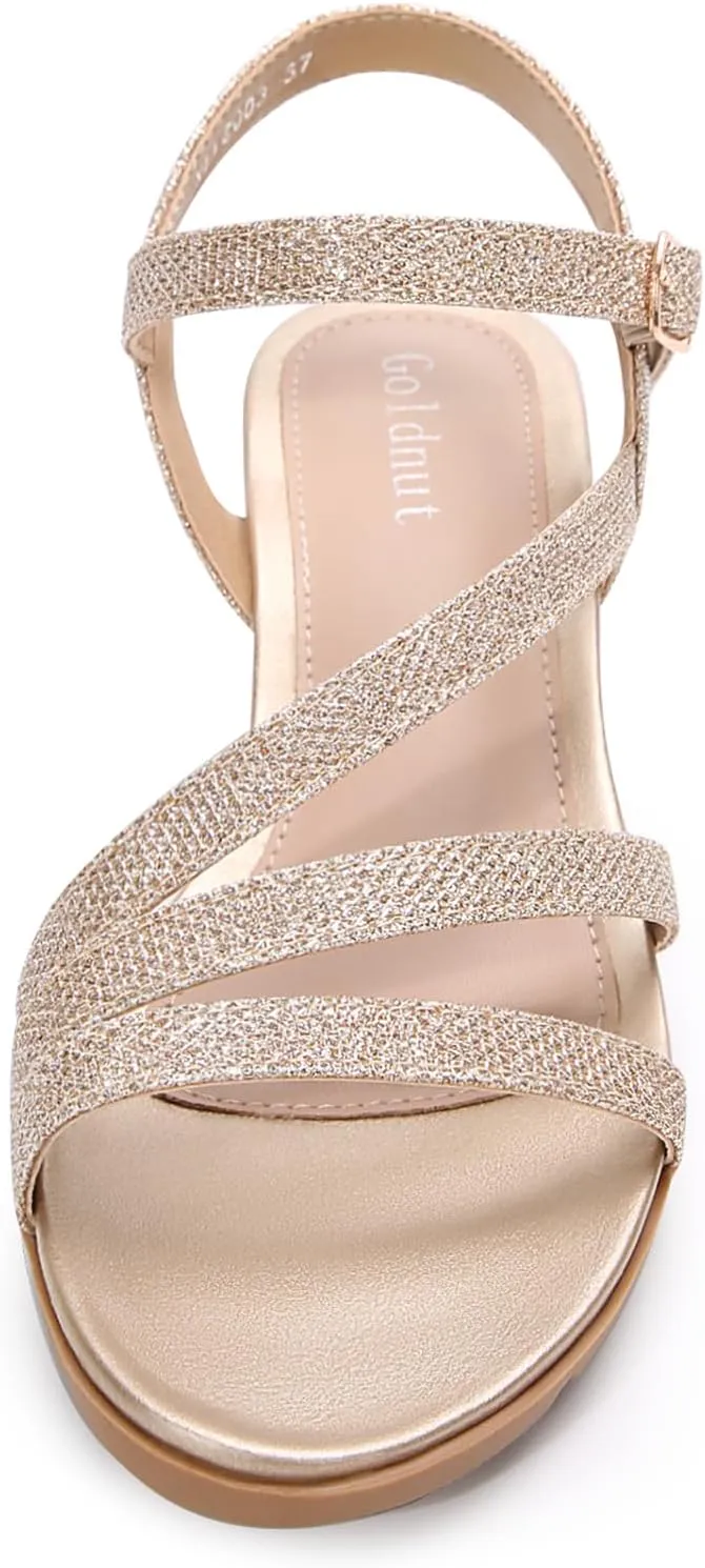 Women's Wedge Sandals Dressy, Comfortable Strappy Low Wedges Womens Open Toe Sandal for Summer