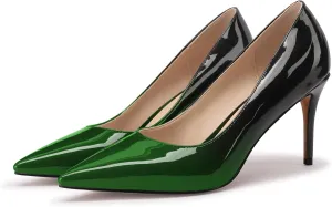 XINIUNIU Women's Red Classic Solid Gradient Patent Leather 3.25 inches 8CM Formal Sexy Fashion Stiletto Dress Shoes Wedding Shoes Pointed Toe Pumps