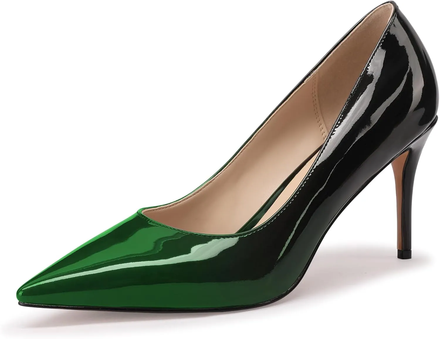 XINIUNIU Women's Red Classic Solid Gradient Patent Leather 3.25 inches 8CM Formal Sexy Fashion Stiletto Dress Shoes Wedding Shoes Pointed Toe Pumps