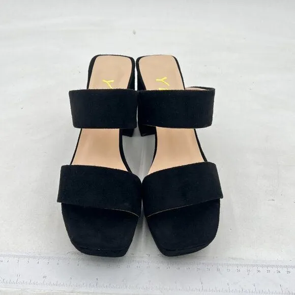 YDN Casual Open Toe Sandals Chunky Low Heel Slip On Mule Comfy Summer Slide Sh
