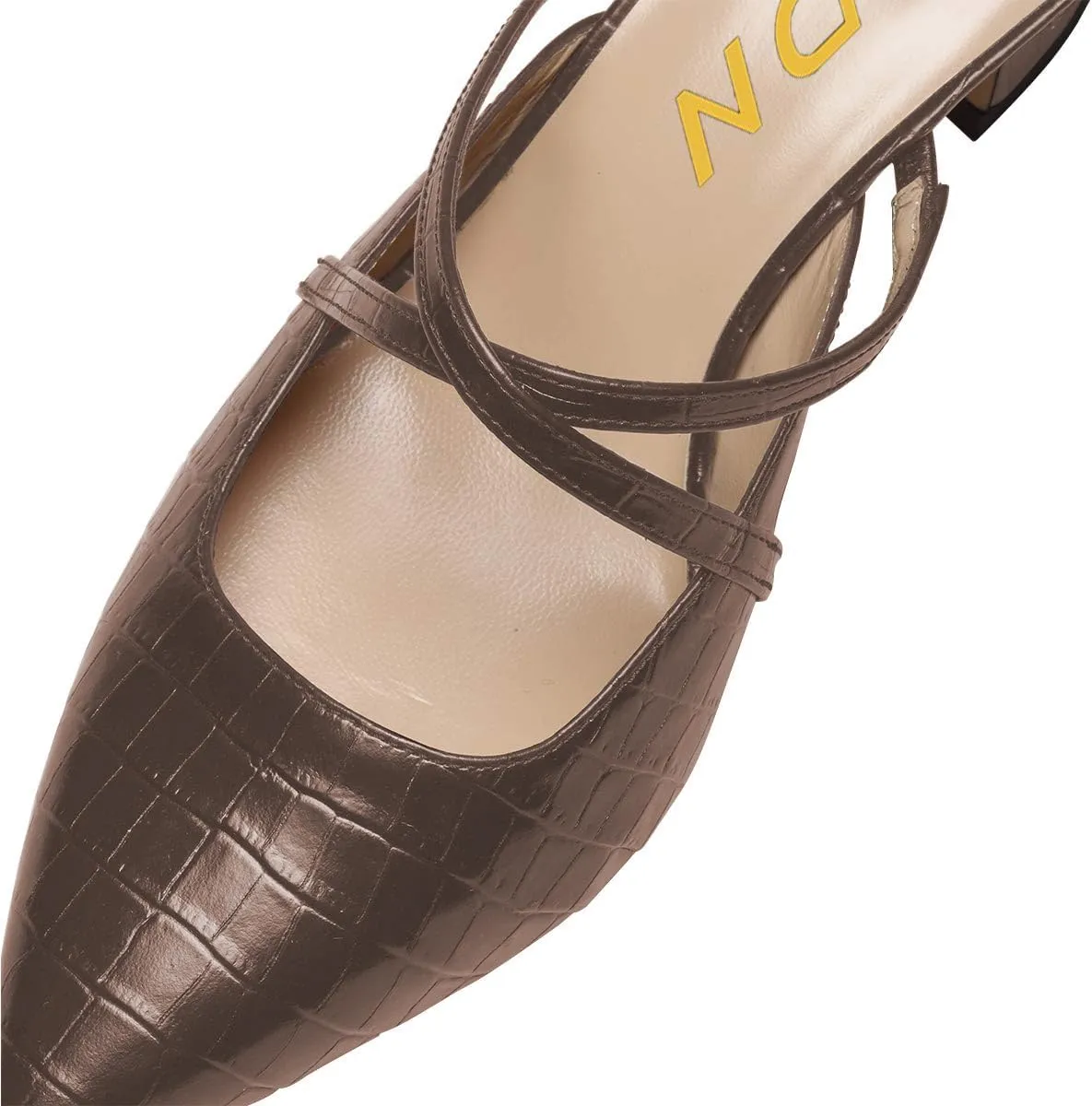 YDN Women Fashion Crocodile Print Mules Cross Straps Block Chunky Mid Low Heel Slip On Sandals 4-15 US