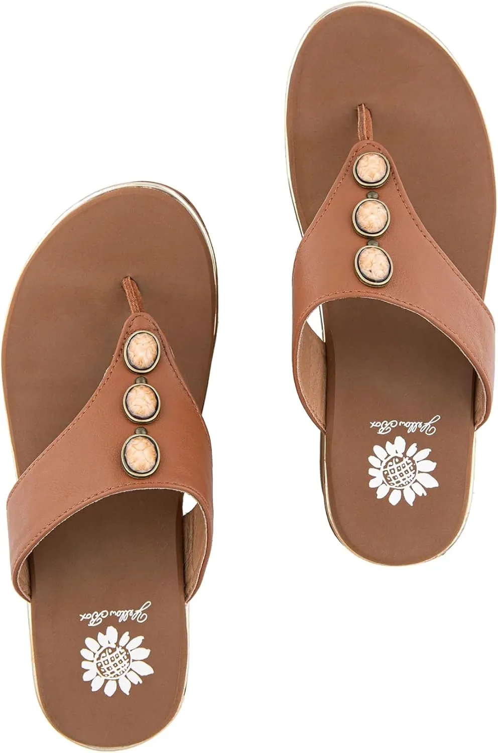 Yellow Box Women's Dazie Wedge Sandal, Round Toe, Medium-High 2.75 Inch Heel, 1.25 Inch Platform Comfortable Flip-Flop