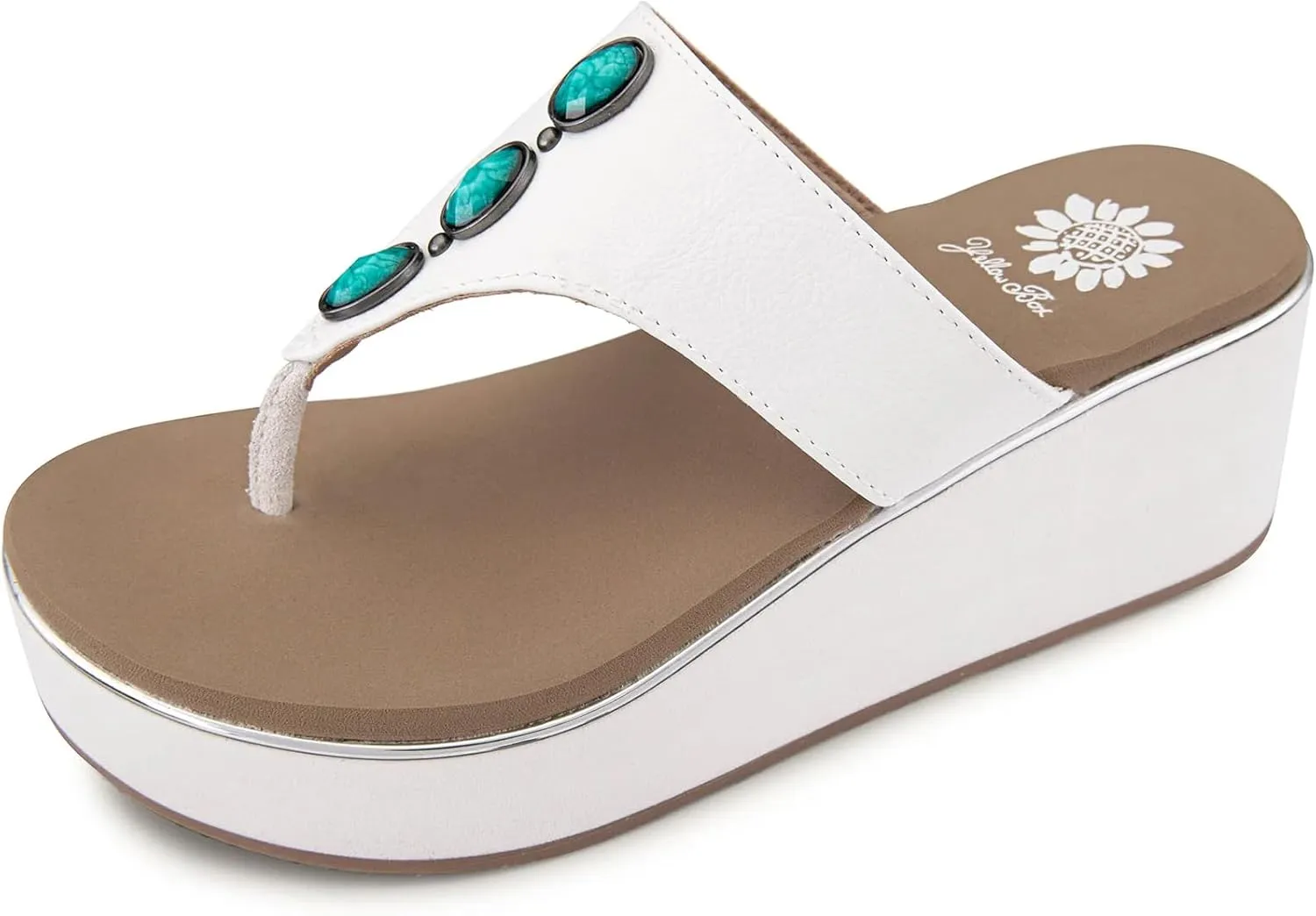 Yellow Box Women's Dazie Wedge Sandal, Round Toe, Medium-High 2.75 Inch Heel, 1.25 Inch Platform Comfortable Flip-Flop