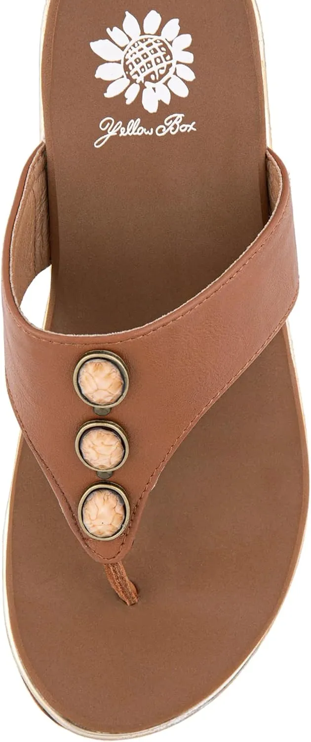 Yellow Box Women's Dazie Wedge Sandal, Round Toe, Medium-High 2.75 Inch Heel, 1.25 Inch Platform Comfortable Flip-Flop