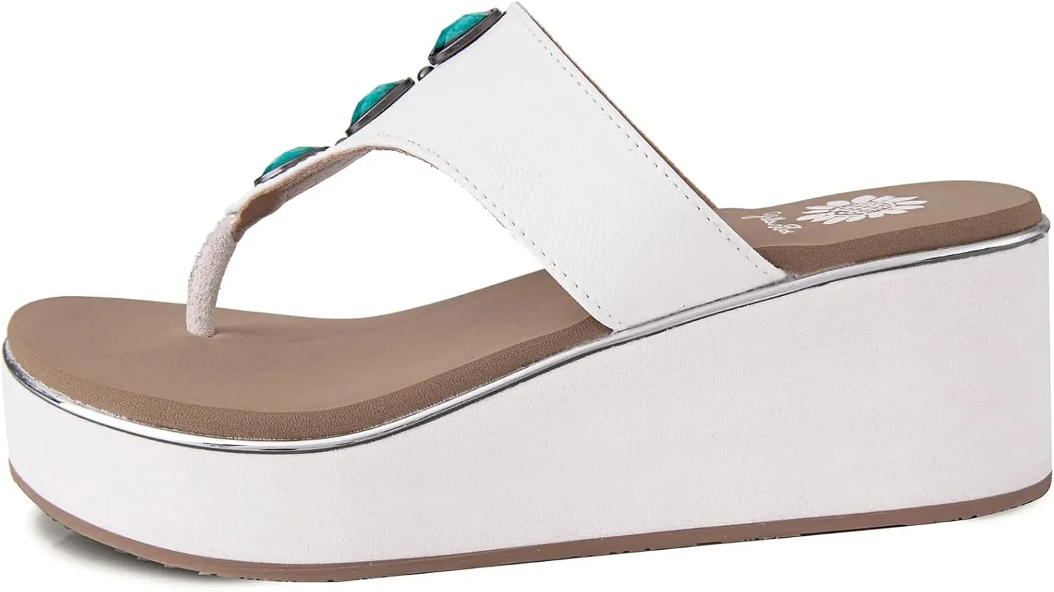 Yellow Box Women's Dazie Wedge Sandal, Round Toe, Medium-High 2.75 Inch Heel, 1.25 Inch Platform Comfortable Flip-Flop