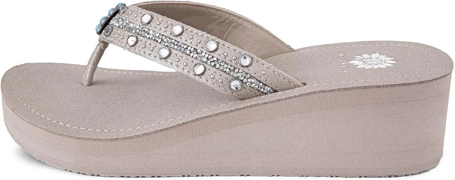 Yellow Box Women's Terell Wedge Sandal, Round Toe, Medium-High 2 Inch Heel, 0.75 Inch Platform Comfortable Flip-Flop
