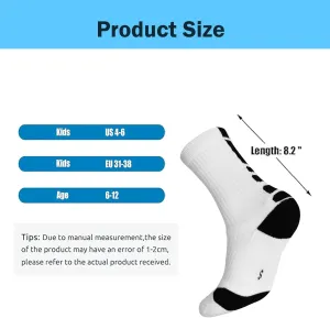 Youth Elite Basketball Socks for Boys - Cushioned Sports Sock Compression Socks for Active Kids, Fits Ages 6-12