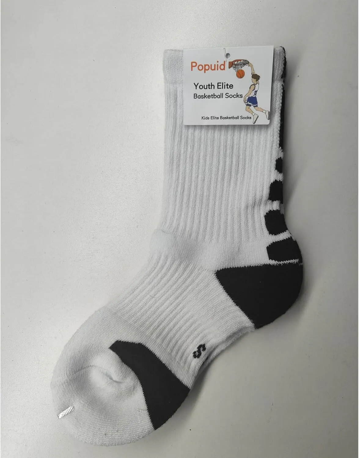 Youth Elite Basketball Socks for Boys - Cushioned Sports Sock Compression Socks for Active Kids, Fits Ages 6-12