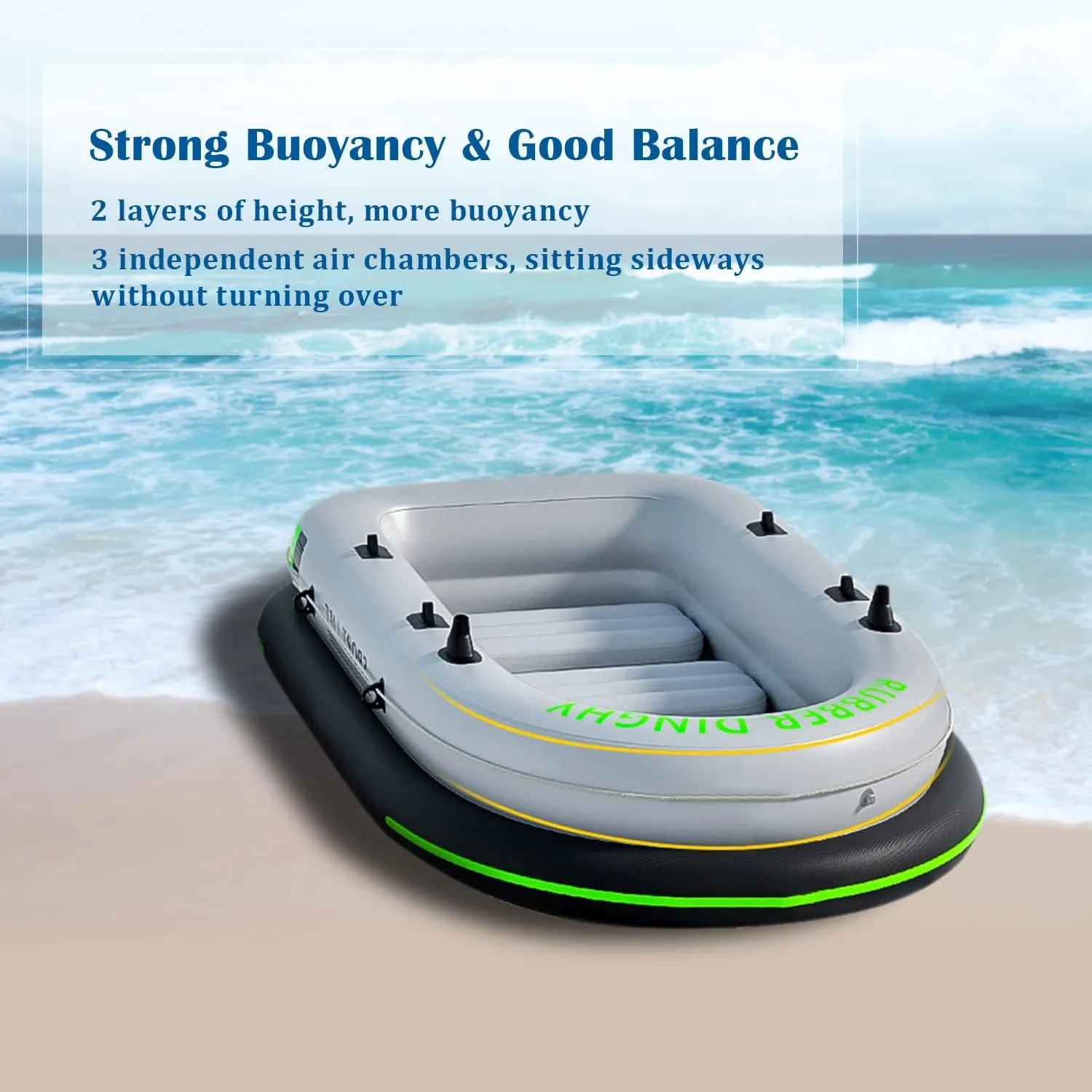 YUEWO Inflatable Boat for Adults, Inflatable Dinghy, Fishing Inflatable Kayak, Heavy Duty Inflatable Canoe River Inflatable Raft Lake, Air Blow Up Boat with 2 Paddle