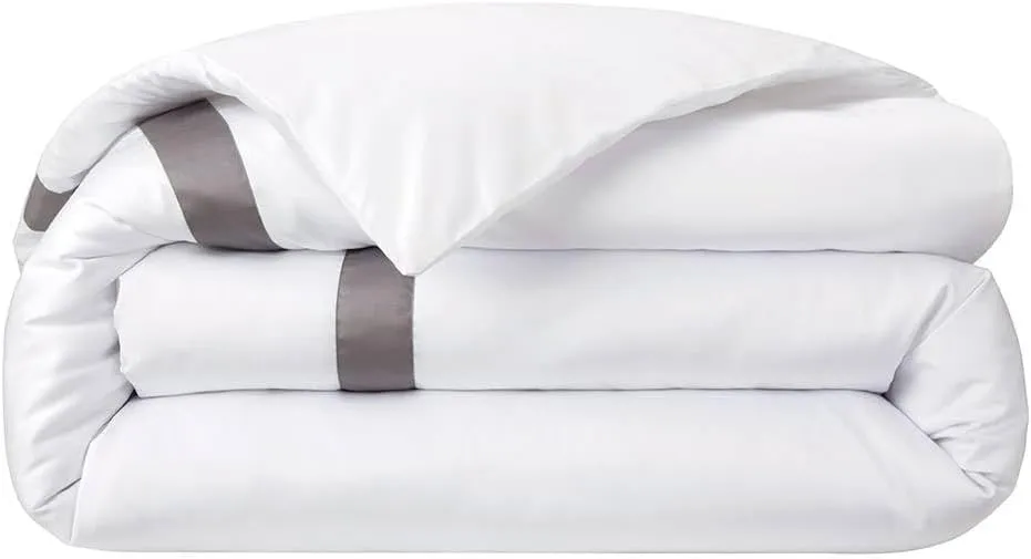 Yves Delorme Linea Platine (Platinum Grey) King 111 x 92 in Duvet Cover - Extra Soft and Warm Luxury Sheets, 100% Natural Organic French Bed Linens - Breathable and Durable