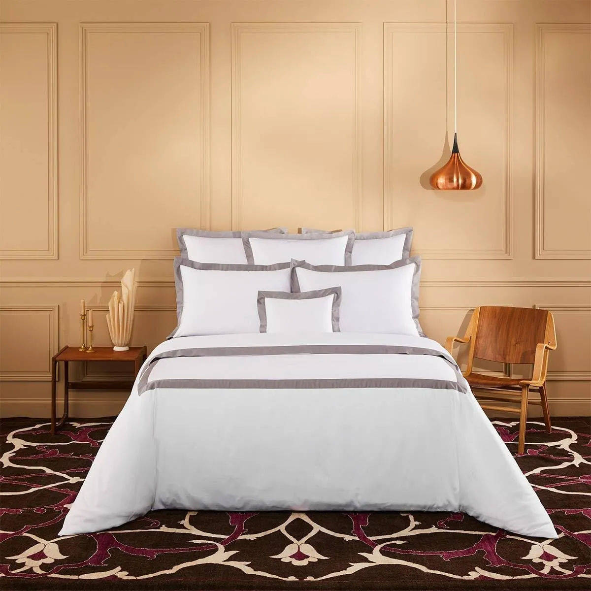 Yves Delorme Linea Platine (Platinum Grey) King 111 x 92 in Duvet Cover - Extra Soft and Warm Luxury Sheets, 100% Natural Organic French Bed Linens - Breathable and Durable