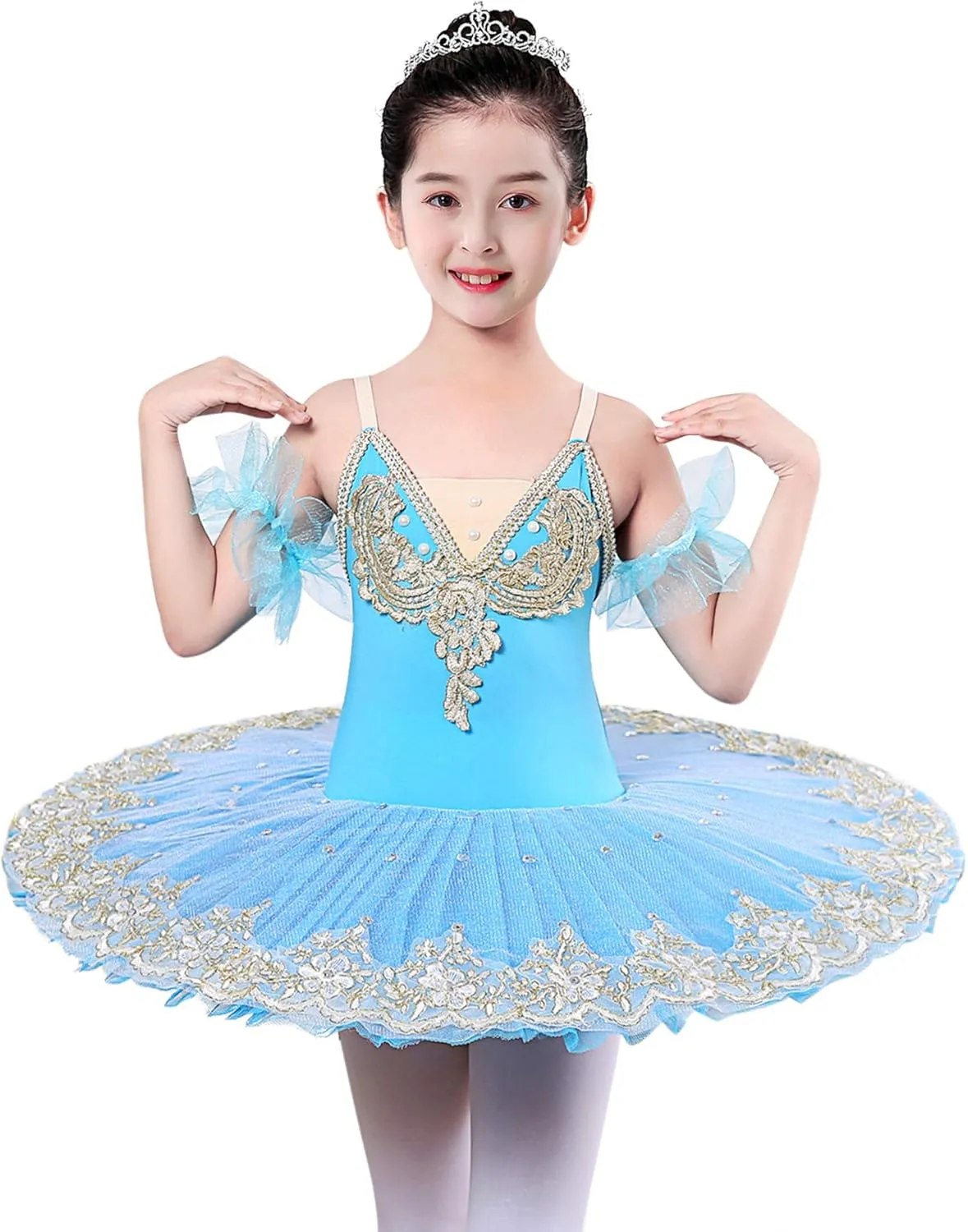 ZX Girls Camisole Skirted Leotard Ballet Dress Sparkle Lace Swan Lake Tutu Ballerina Costumes for Competition 4-13Y